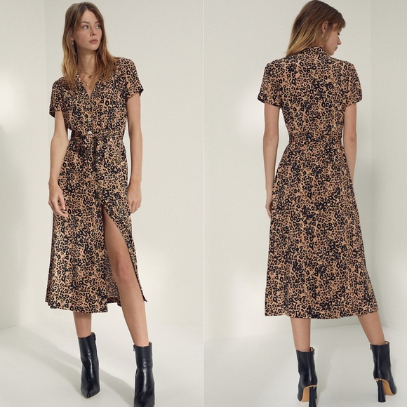 Aritzia Wilfred Leopard Shirt Dress Size XS